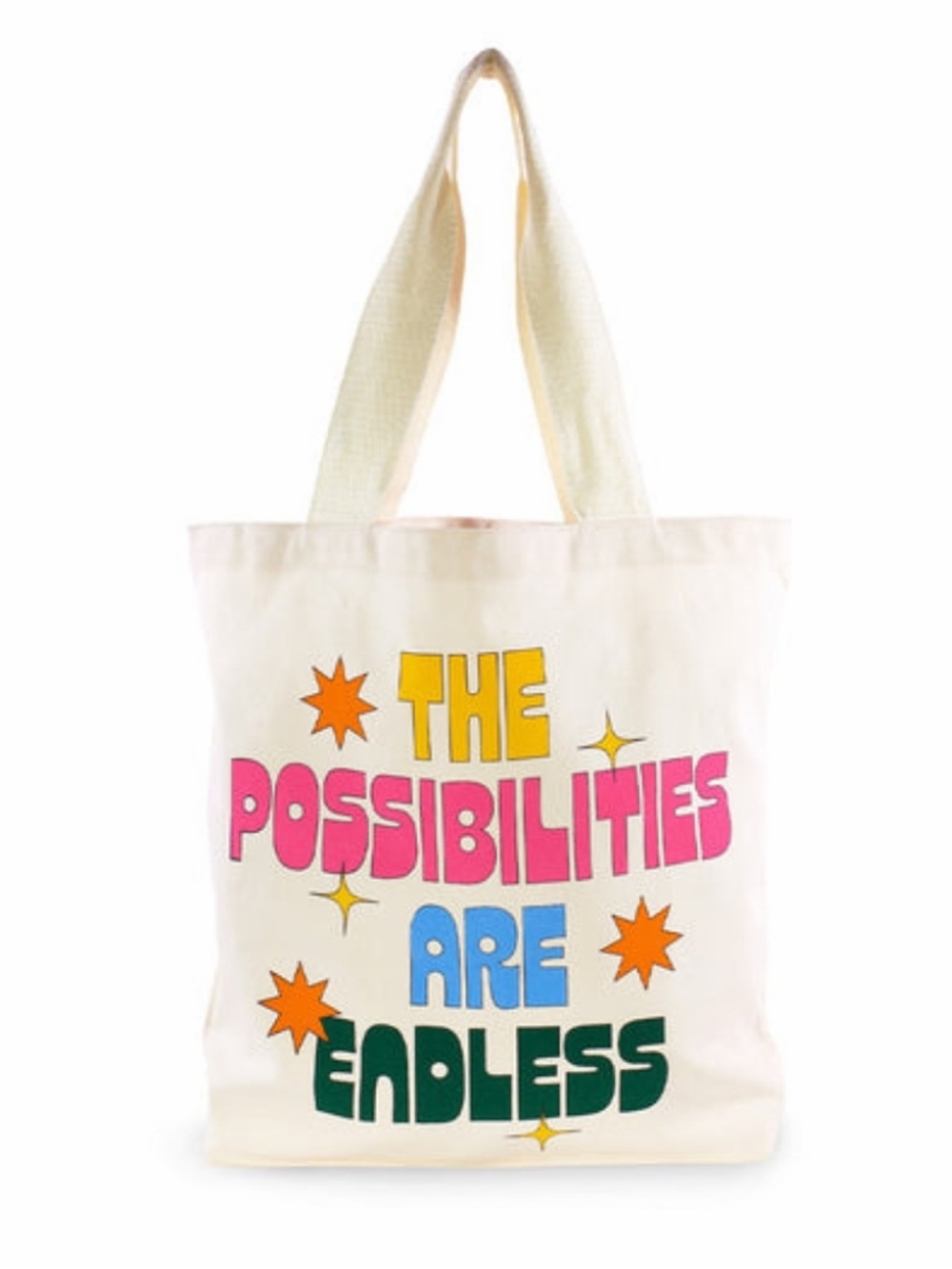 Canvas Tote Bag - 'The Possibilities Are Endless' Graphic - Cream